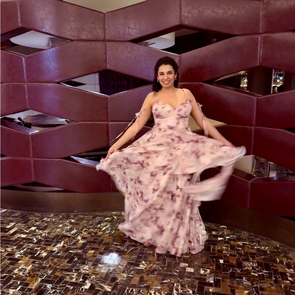 Azazie Floral mauve and Purple Gown - Picture 3 of 3